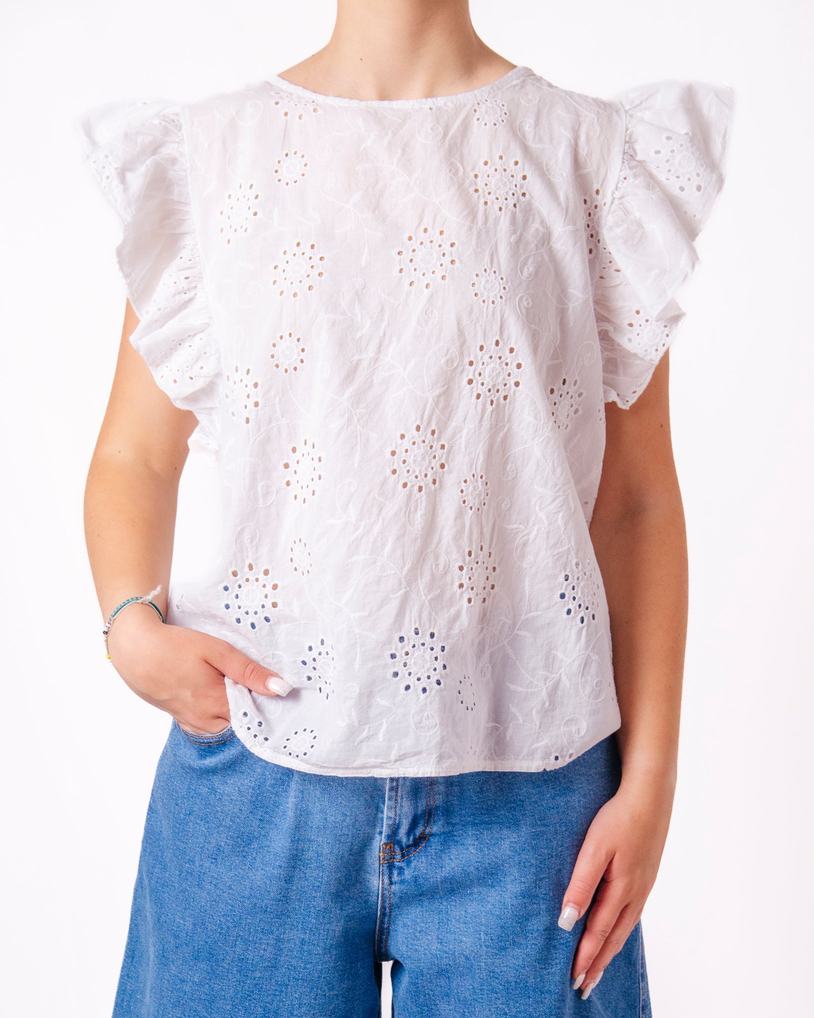 Blusa Sangallo Maniche Volant Donna  -  88041UP