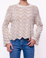 Maglione Traforato a Onde Manica Lunga Donna  -  10514KA