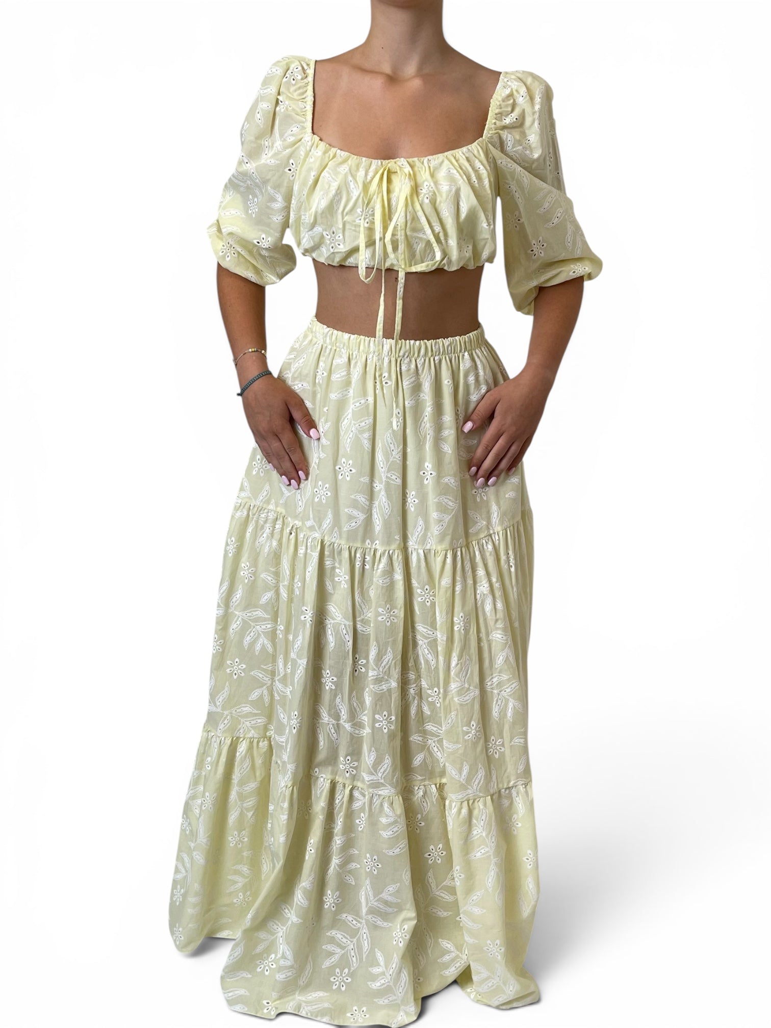 Completo Sangallo Crop e Gonna Lunga Donna  -  6948/6949