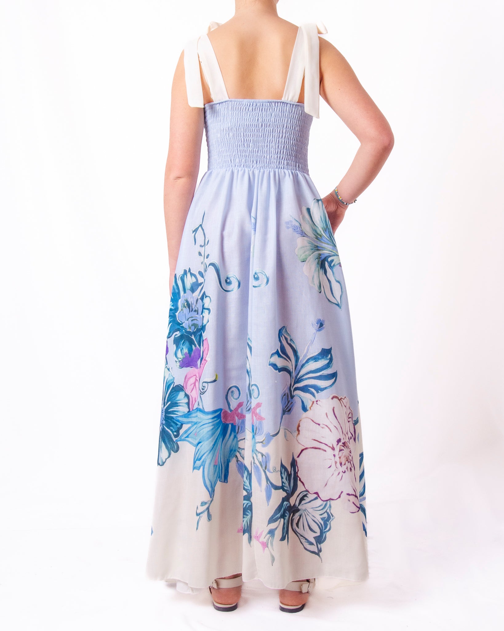 Abito lungo stampa floreale bustier smock bretelle Donna  -  26023