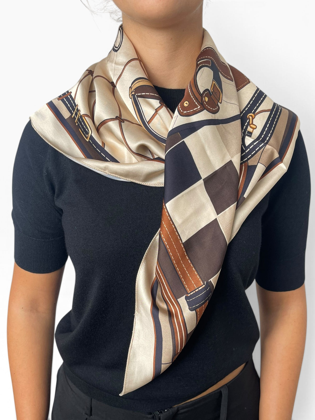 Foulard quadrato stampa equestre Donna  -  001CI