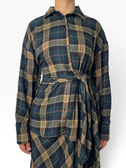 Camicia drappeggiata a quadri Donna  -  Y1475B39
