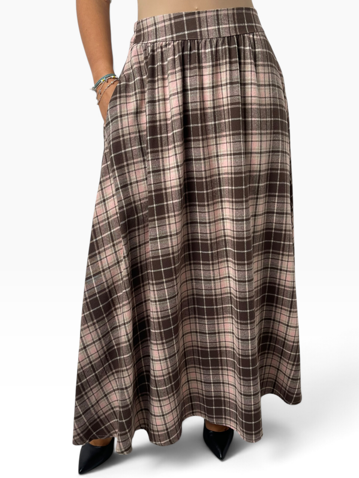 Gonna lunga svasata in flanella Donna  -  26641Q1