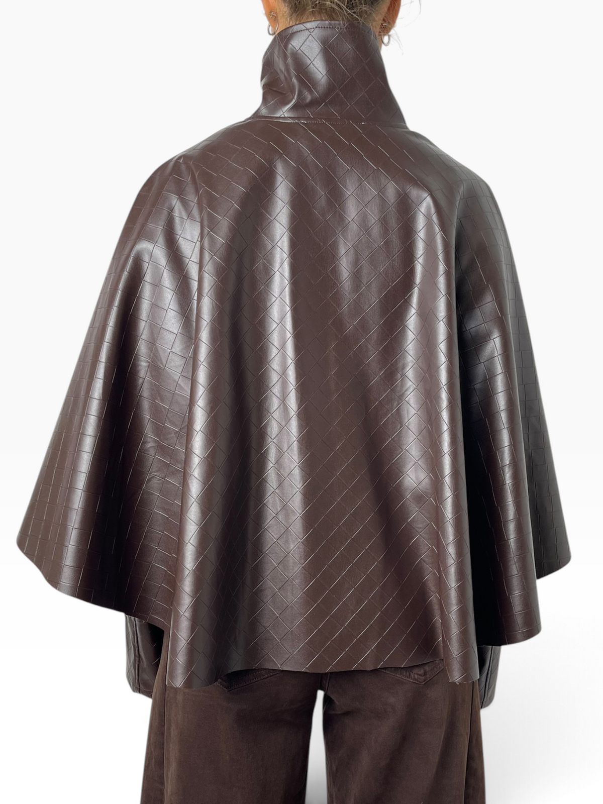 Giacca mantella in ecopelle con collo alto Donna  -  6343KA