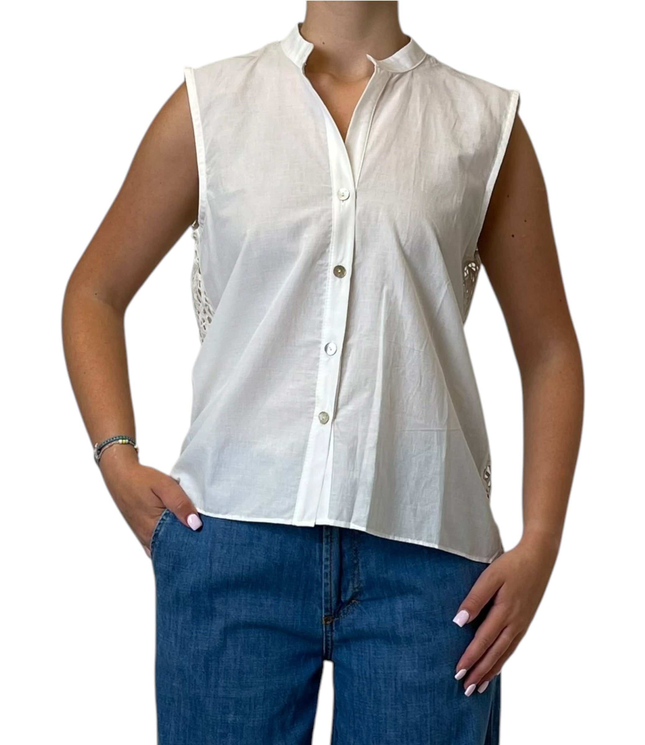 Camicia Senza Maniche con Colletto Donna  -  Y1412B19