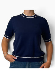 Maglia manica corta profili contrasto Donna  -  6159KA