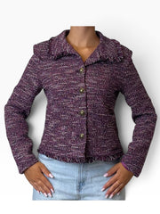 Giacca tweed corta bordi sfrangiati Donna  -  8065CI