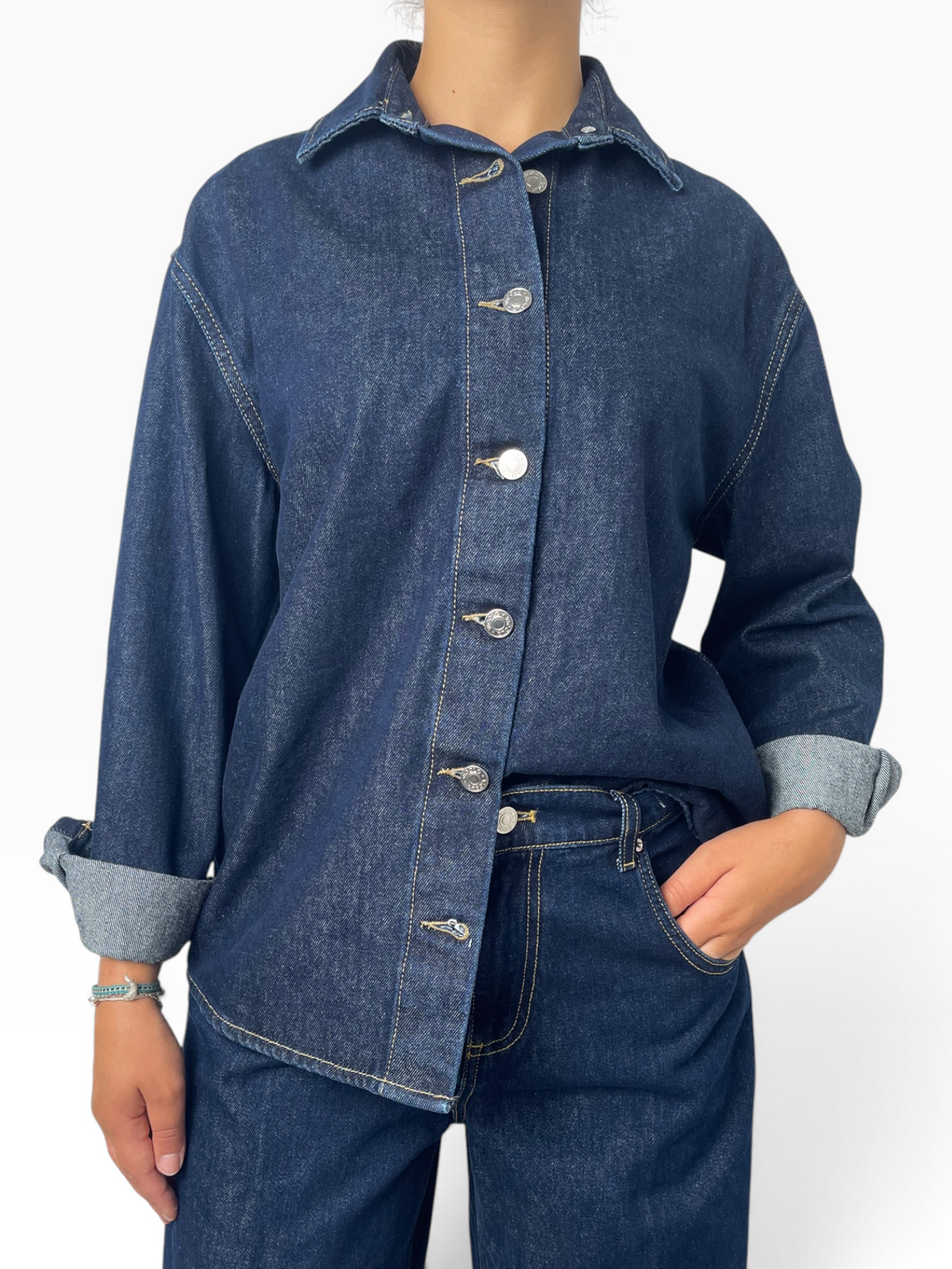 Camicia oversize in denim compatto Donna  -  DAC5056