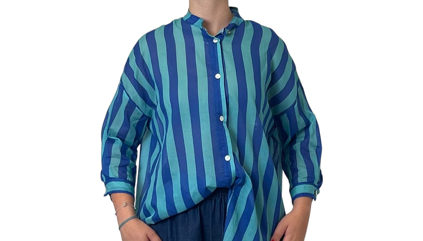 Camicia a Righe con Annodatura Frontale Donna  -  164R