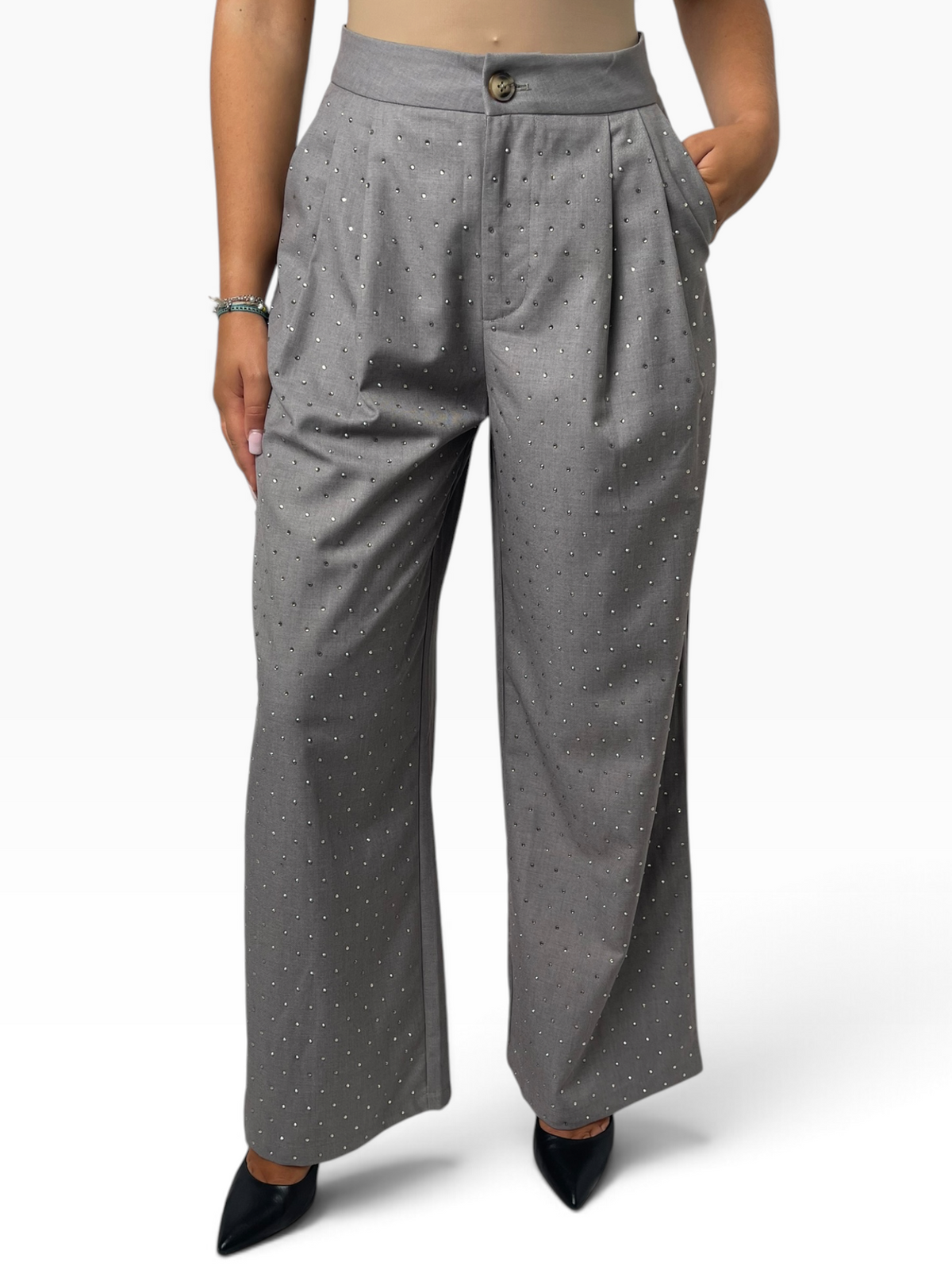 Pantalone a gamba ampia con strass Donna  -  23522CI