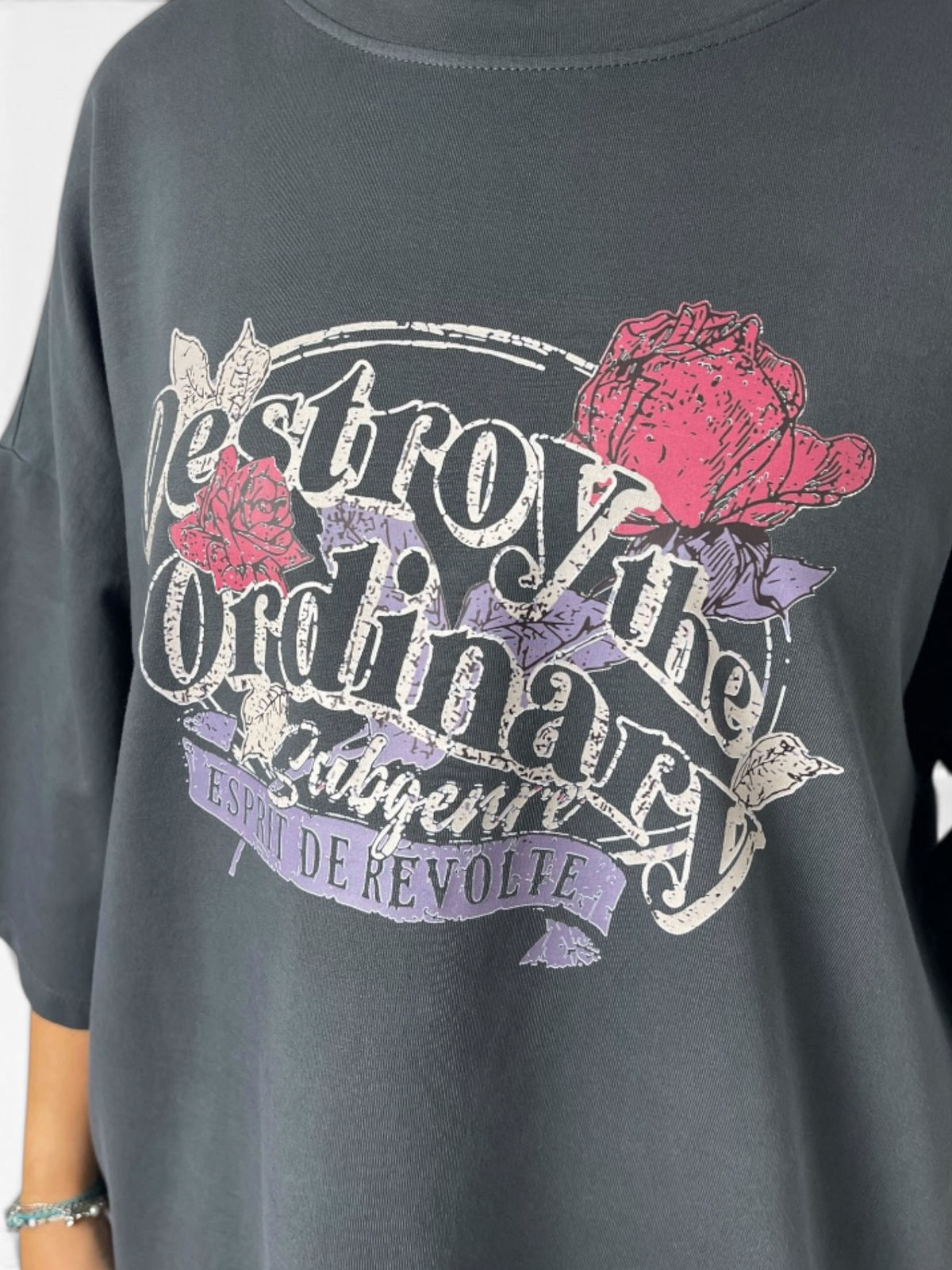 T-shirt oversize con grafica floreale Donna  -  277M