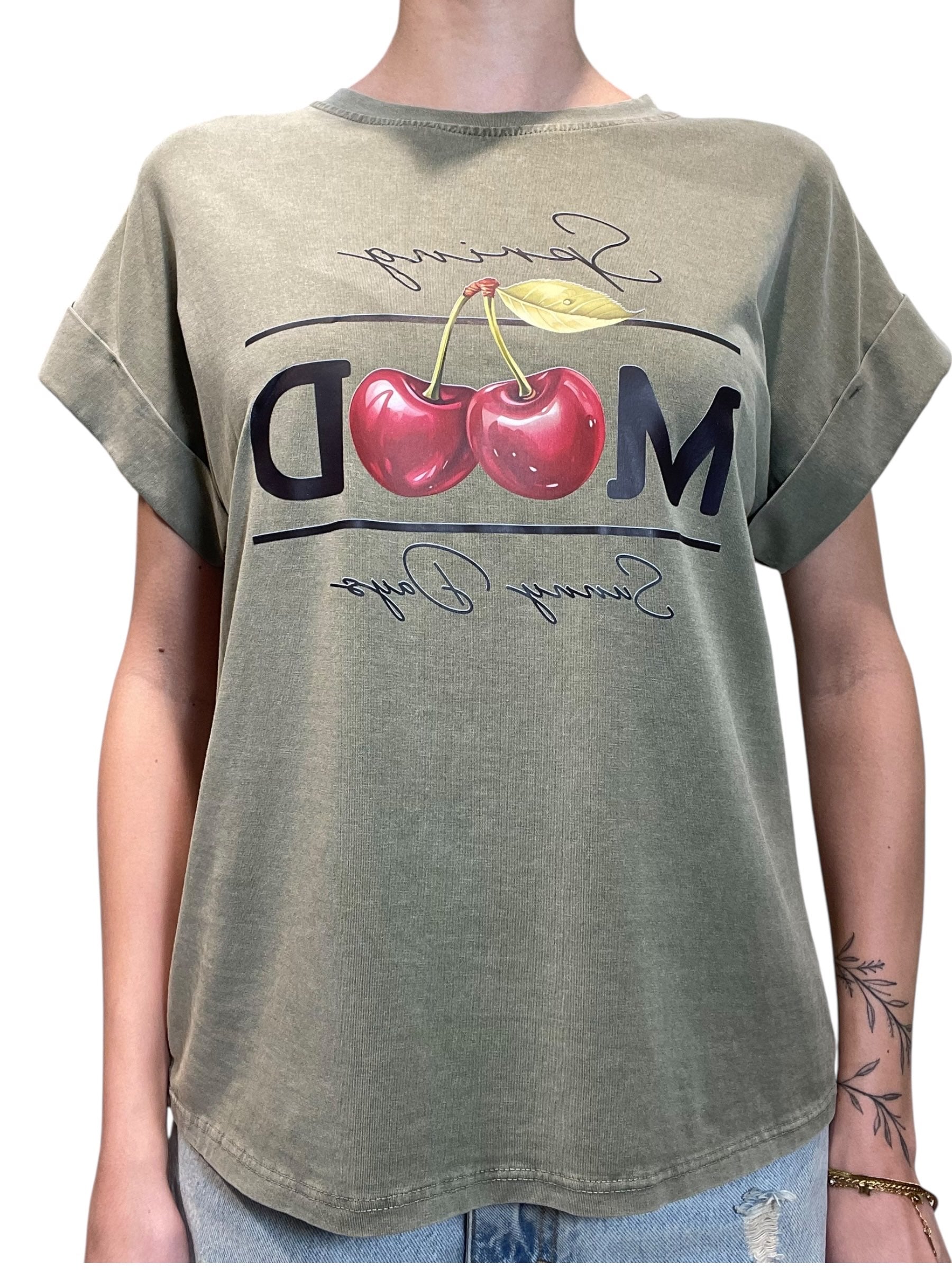 T-shirt oversize stampa ciliegie Spring Mood Donna  -  230M