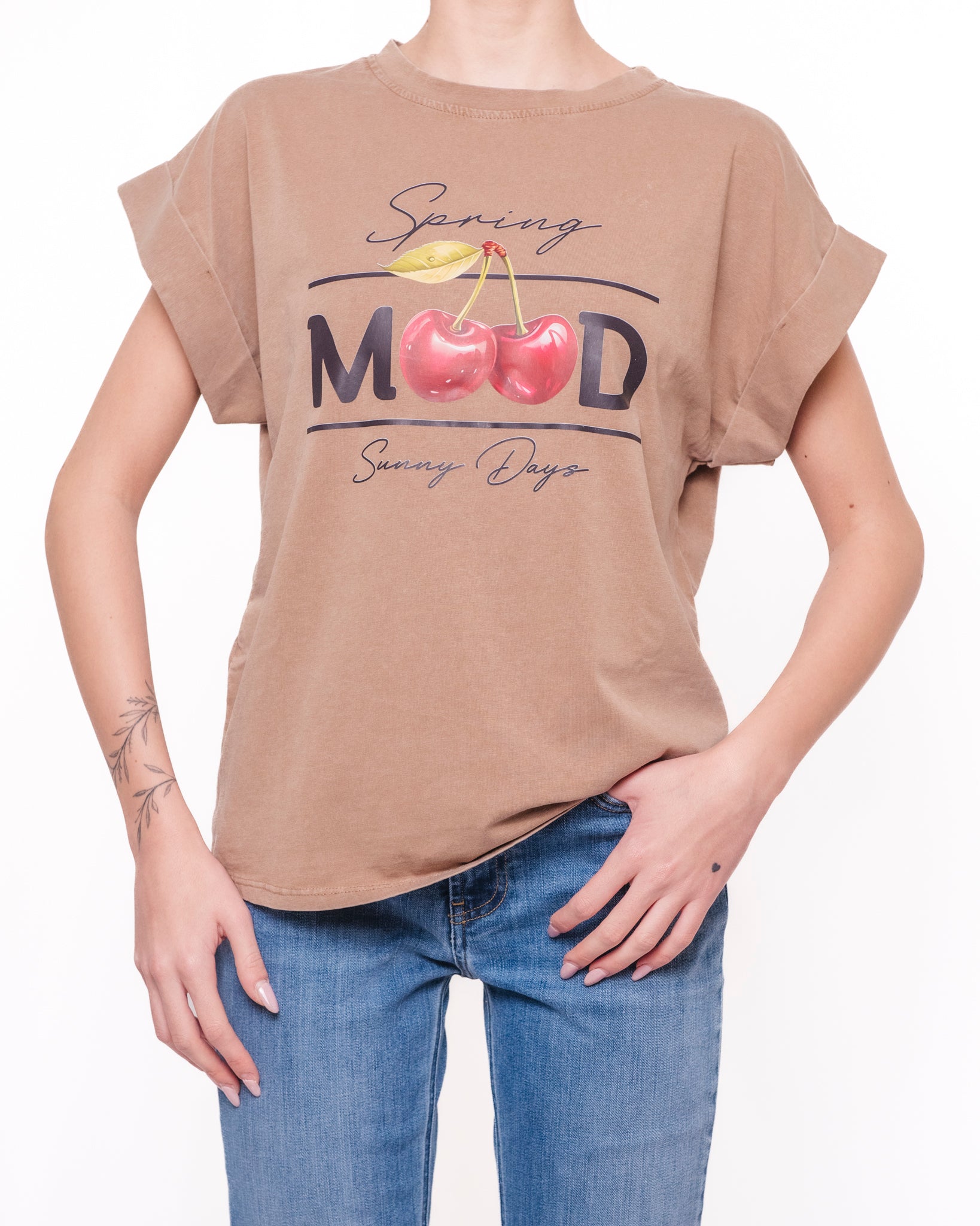 T-shirt oversize stampa ciliegie Spring Mood Donna  -  230M