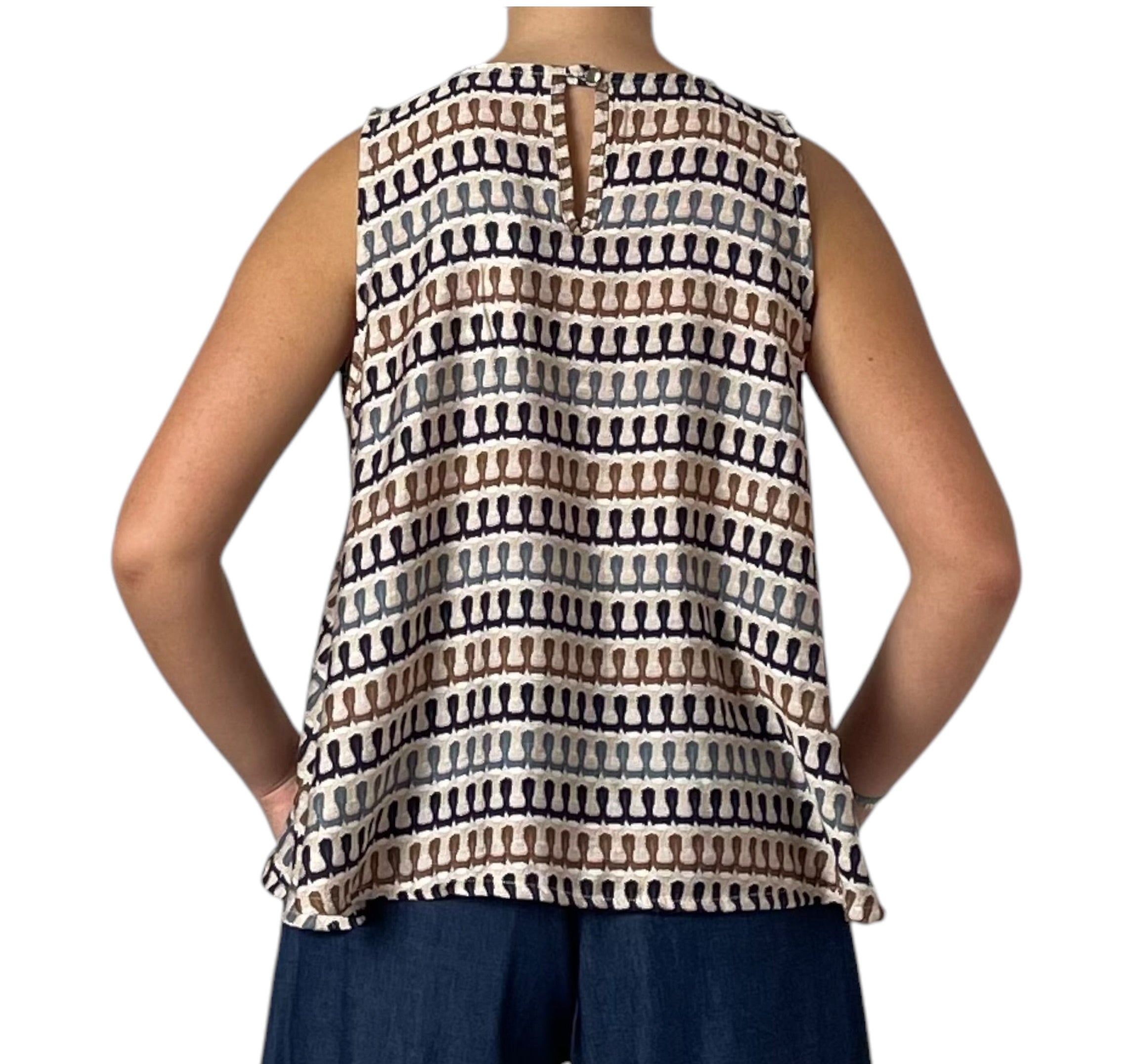 Top Canotta Smanicata con Fantasia Geometrica Donna  -  901009EC
