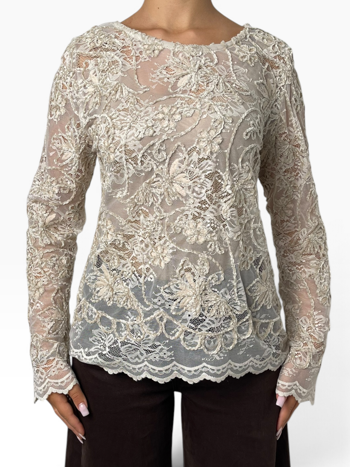 Blusa in pizzo floreale ricamato Donna  -  56707CI