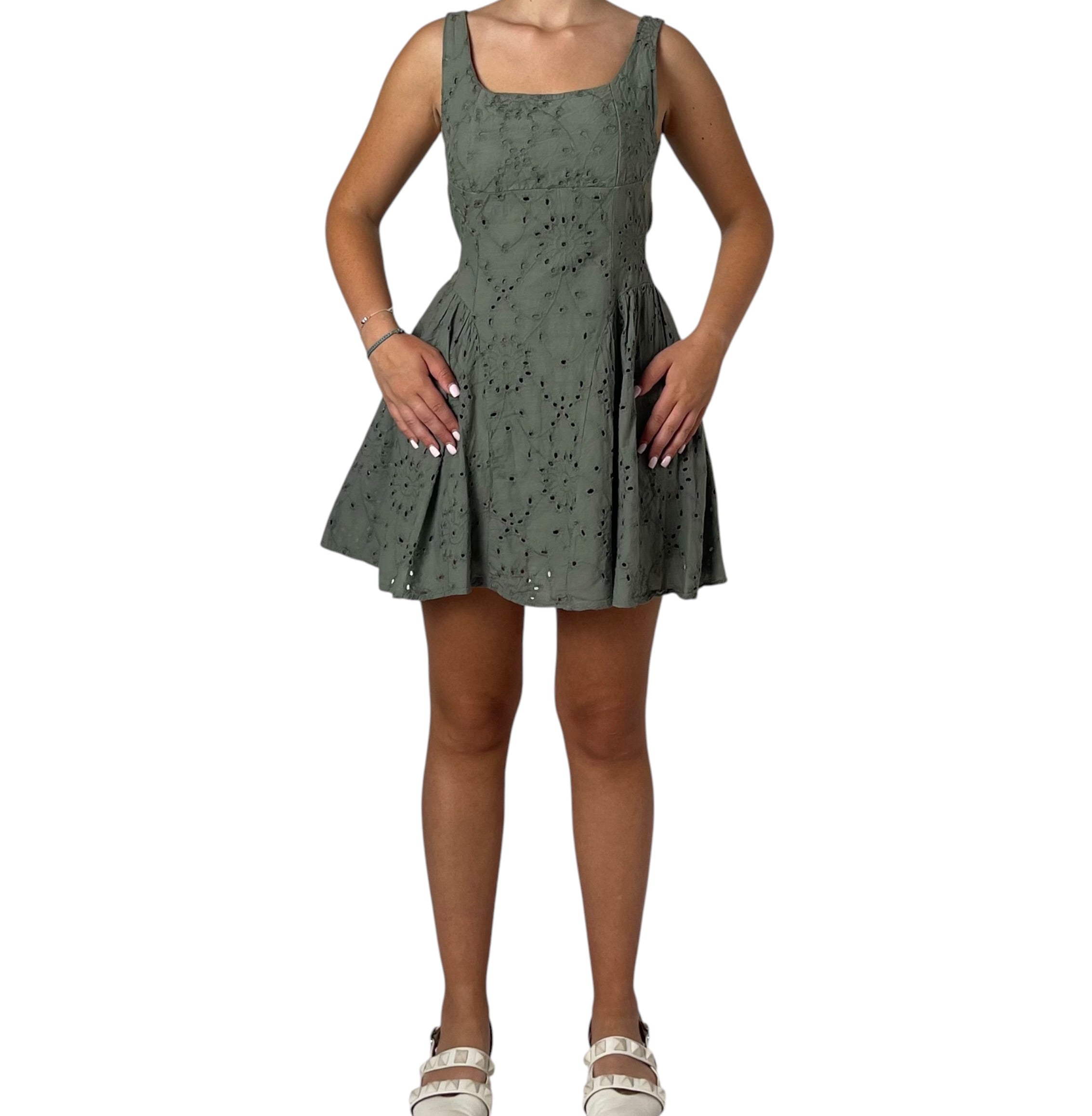 Abito Corto Svasato con Ricami Sangallo Donna  -  13325EL