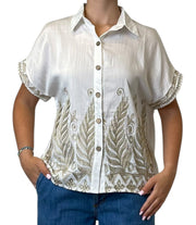 Blusa Bianca Ricamata Donna  -  18090F