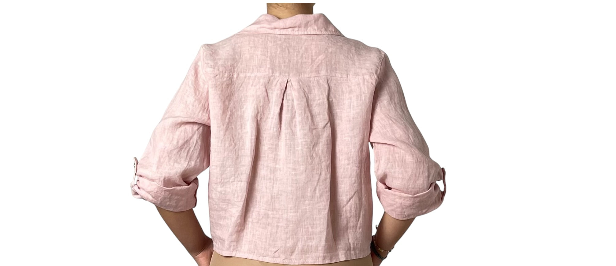 Camicia in Lino Rosa con Nodo in Vita Donna  -  2202EC