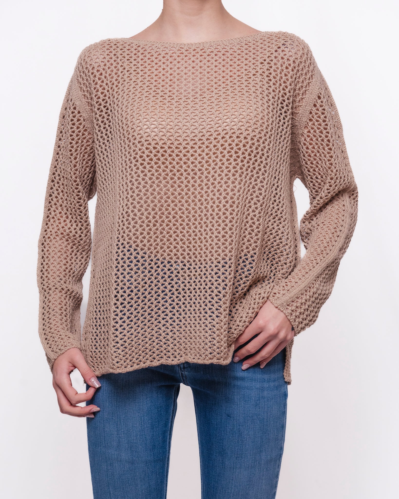Maglione Traforato Oversize Manica Lunga Donna  -  61120