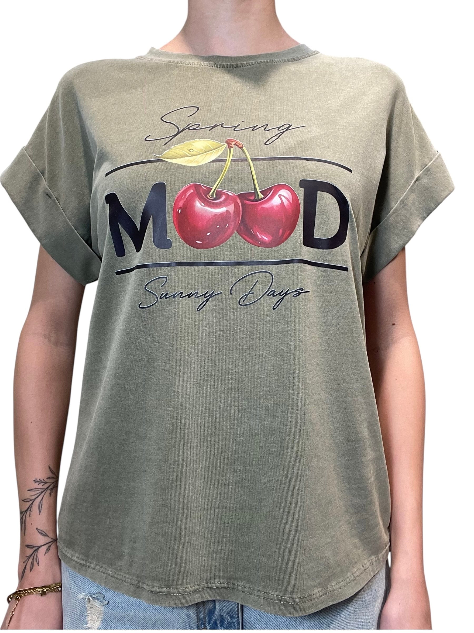 T-shirt oversize stampa ciliegie Spring Mood Donna  -  230M