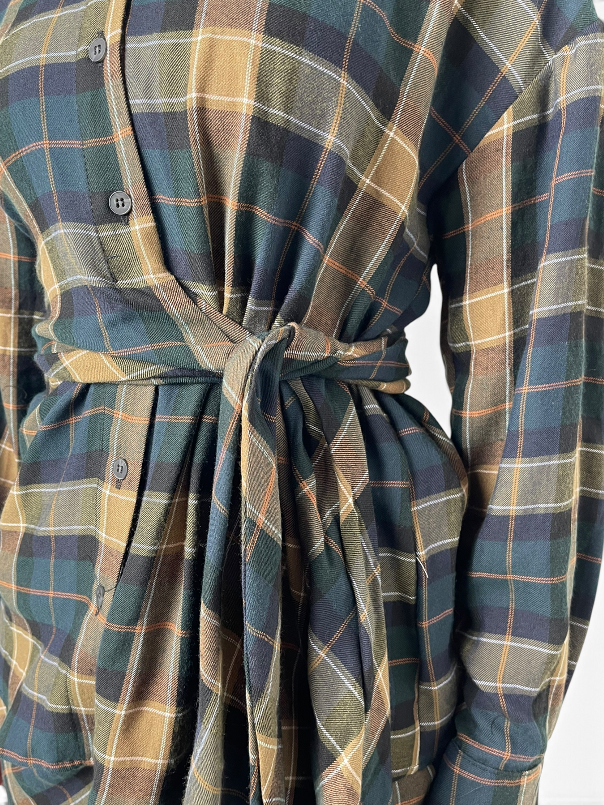 Camicia drappeggiata a quadri Donna  -  Y1475B39