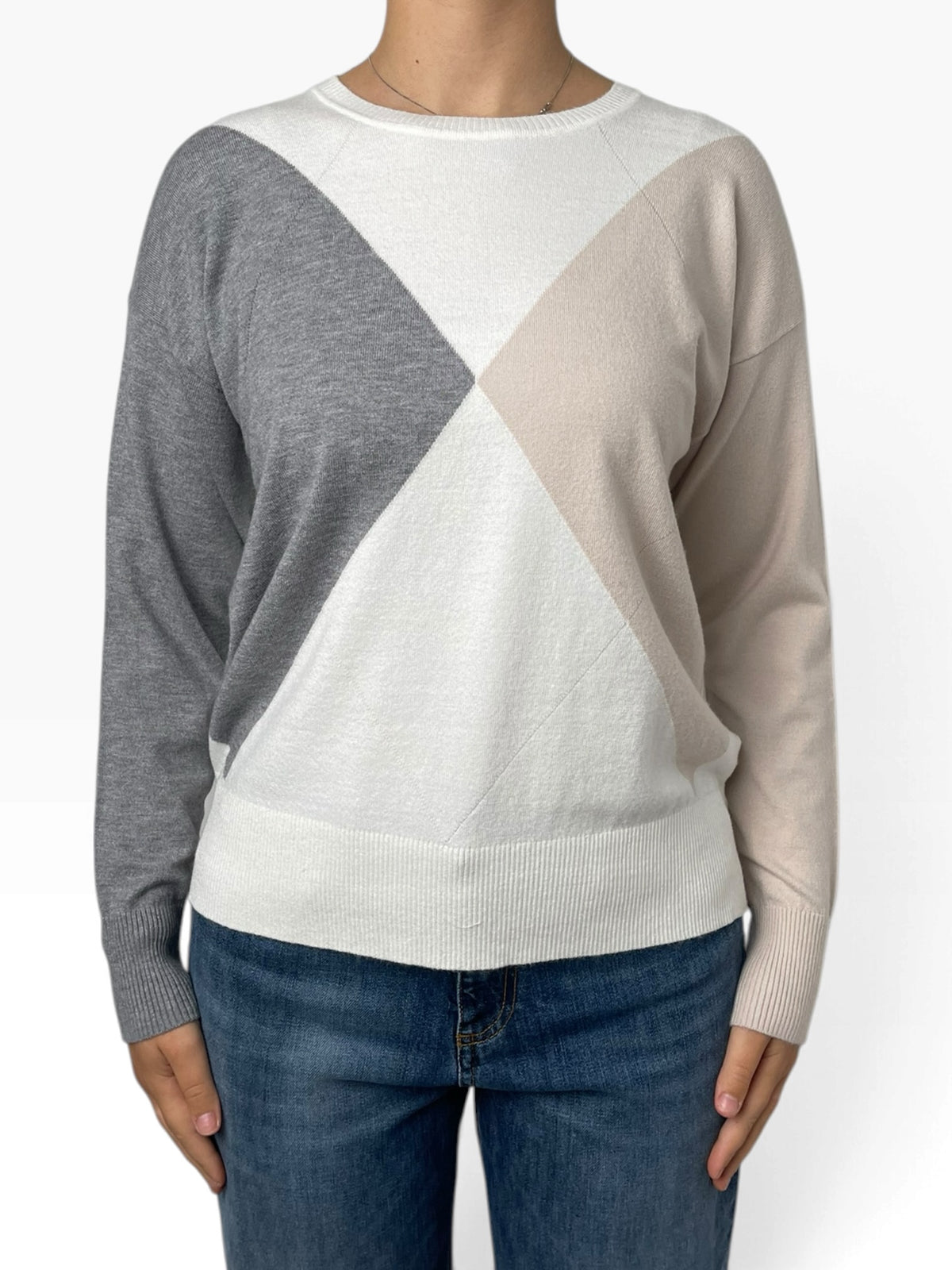 Maglia girocollo a blocchi geometrici Donna  -  MW2600030
