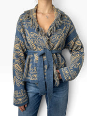 Cardigan jacquard paisley con frange Donna  -  26060KA