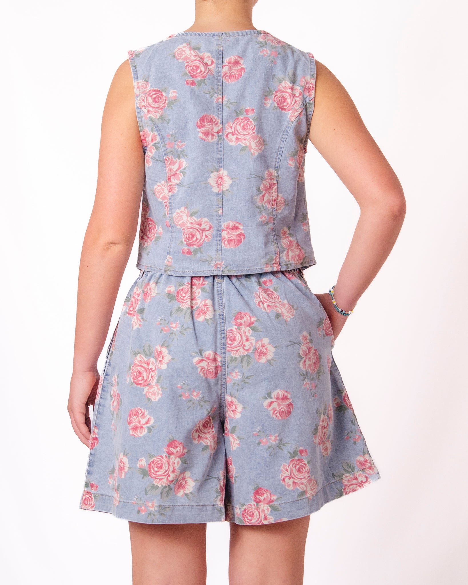 Completo Denim Floreale Smanicato Donna  -  3095