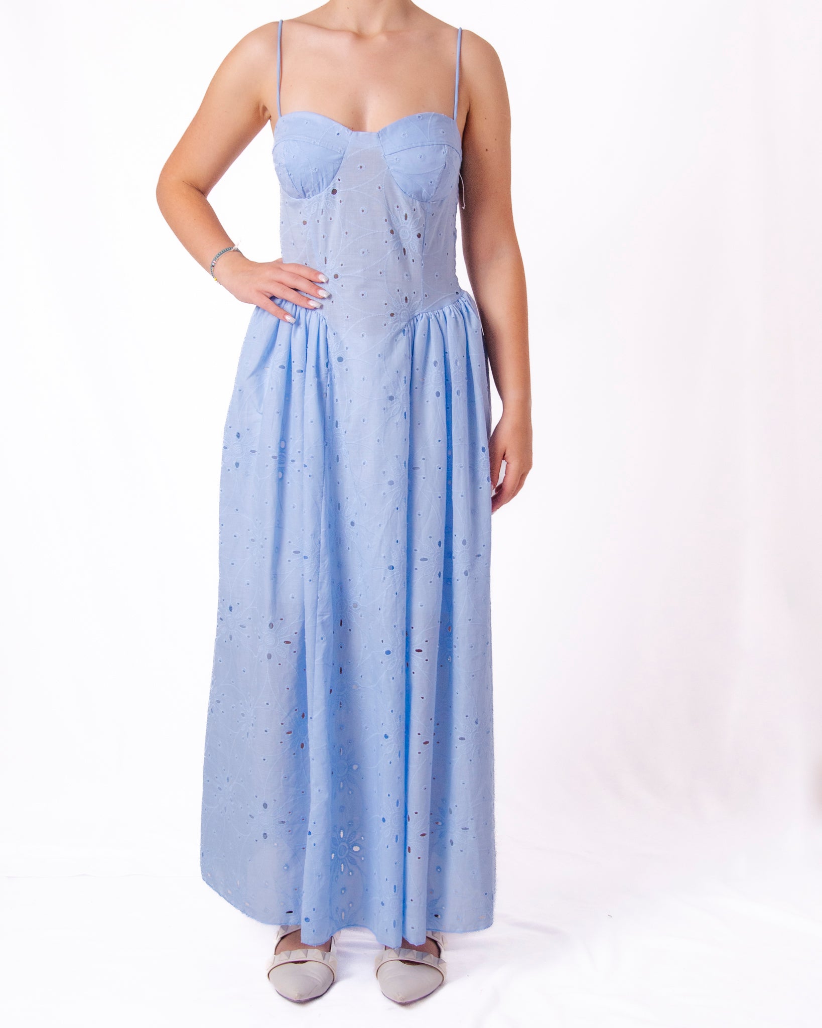 Abito Lungo con Bustier e Gonna in Sangallo Donna  -  6854