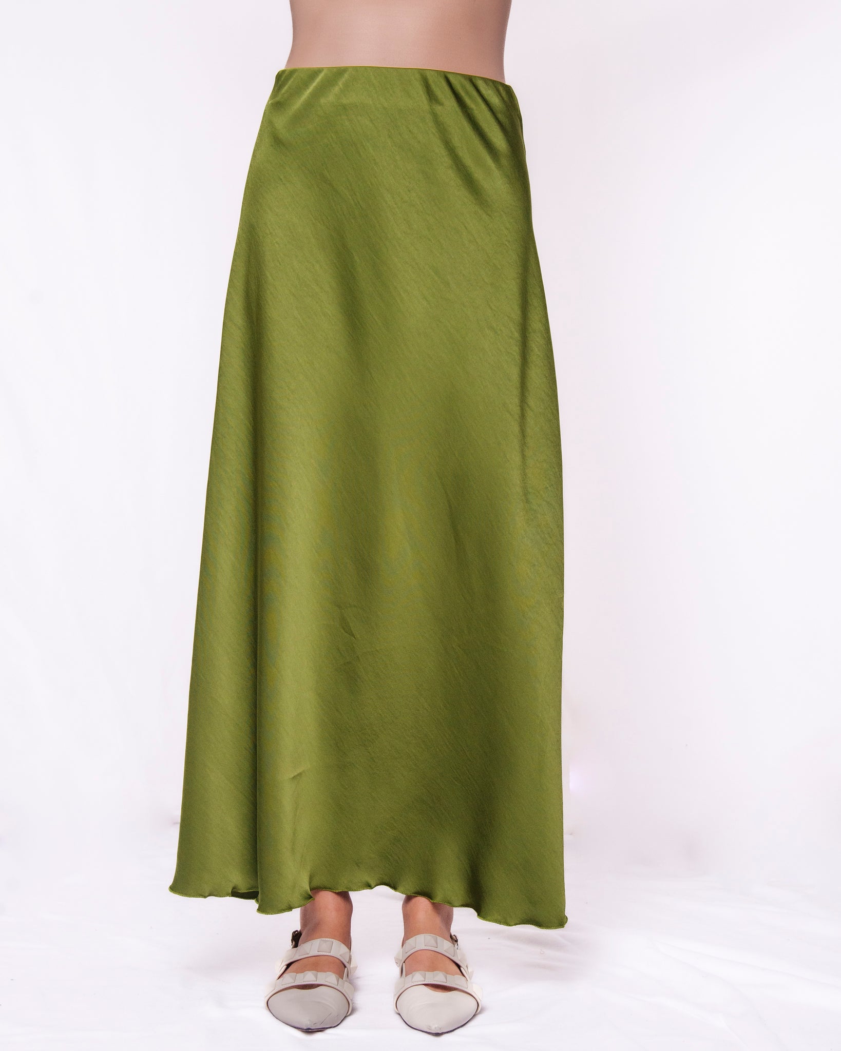 Gonna lunga effetto raso svasata elastico in vita Donna  -  3962BO