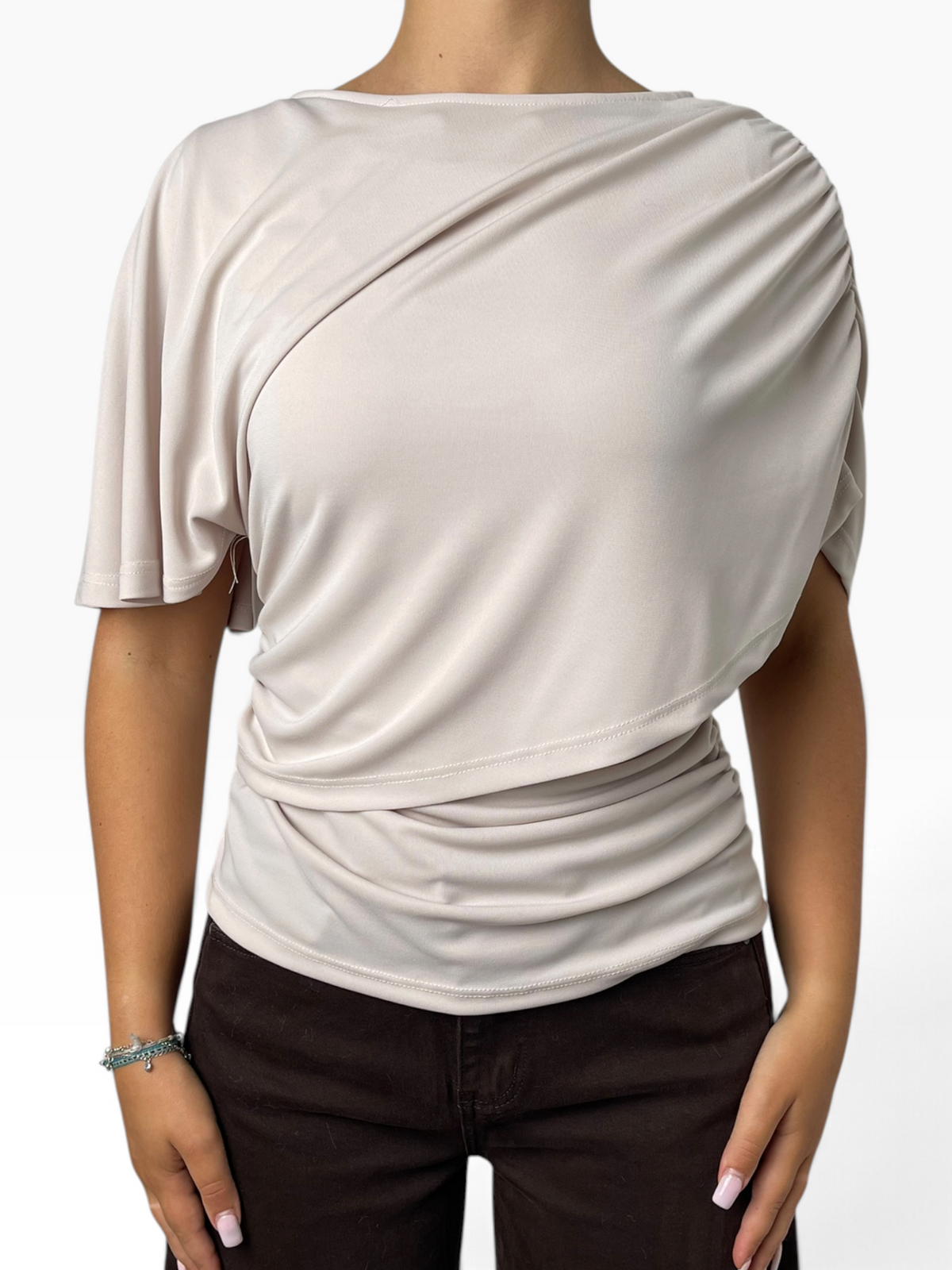 Maglia drappeggiata scollo a barca Donna  -  0963CI