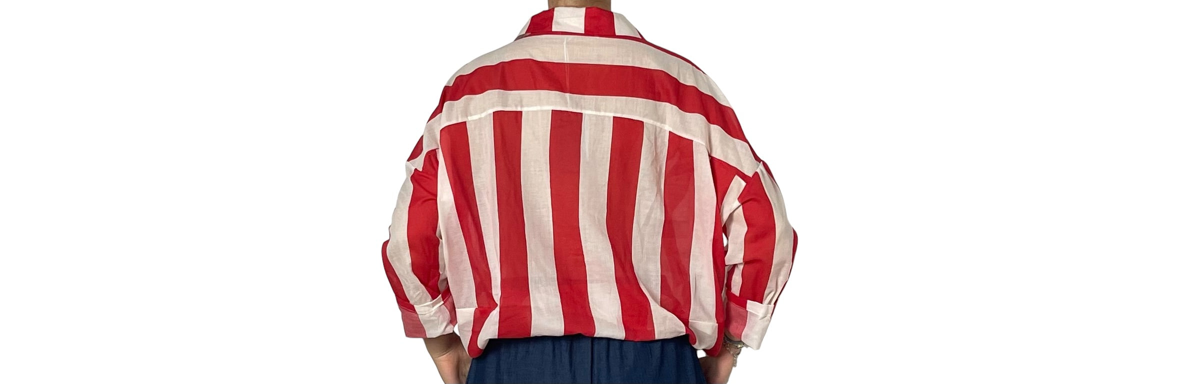 Camicia oversize a righe colletto classico Donna  -  81304V