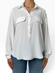 Camicia fluida con pattine sul petto Donna  -  Y1190N181