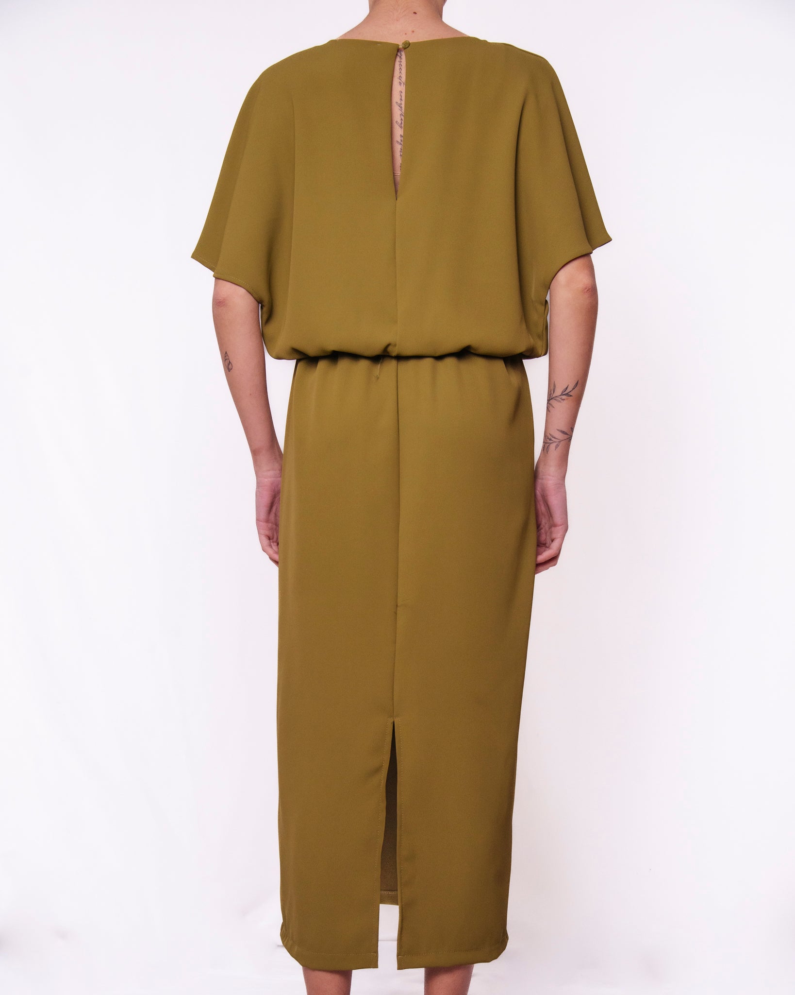 Abito midi scollo a V maniche a pipistrello nodo in vita Donna  -  26213KA