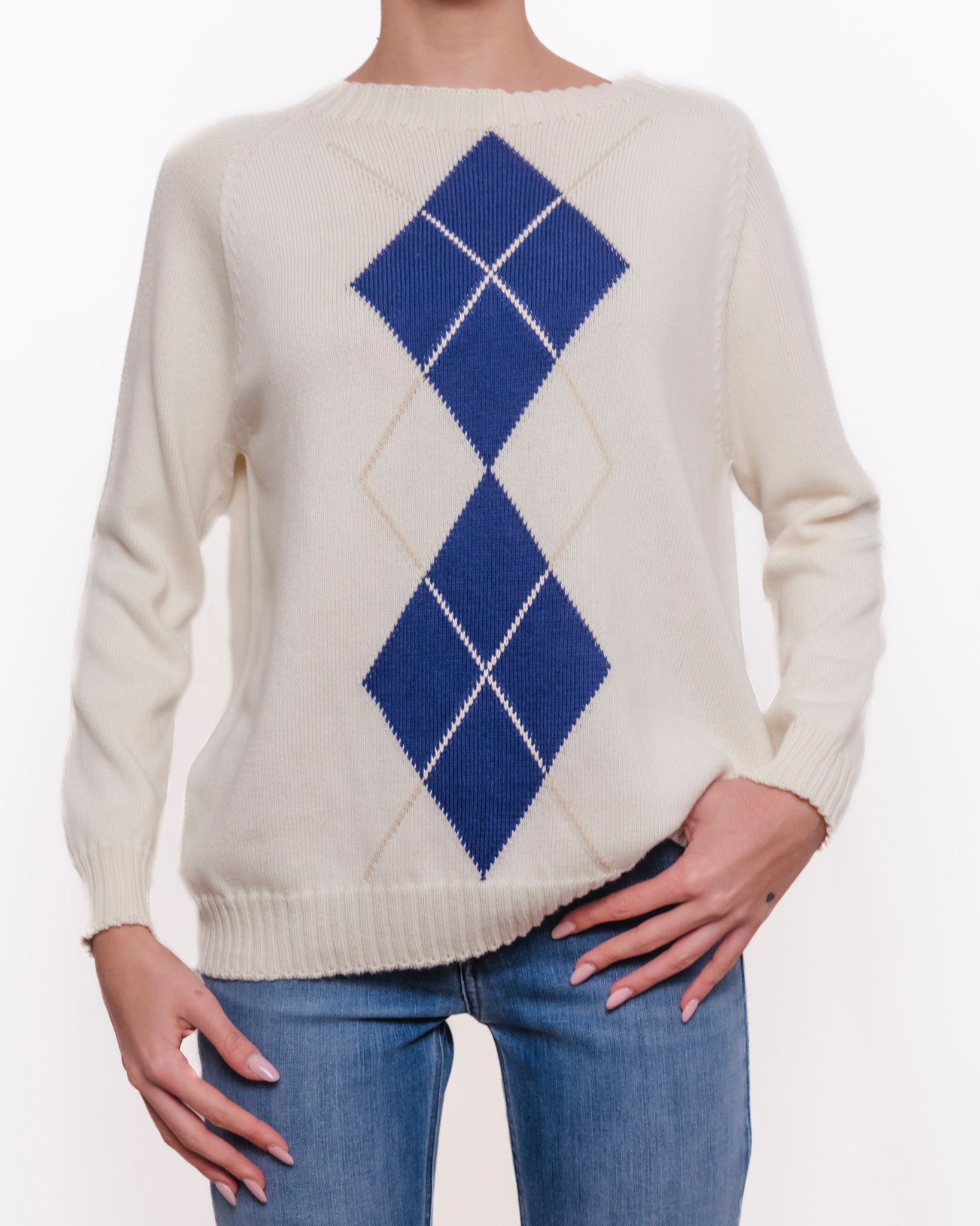 Maglione girocollo fantasia argyle Donna  -  82628EC