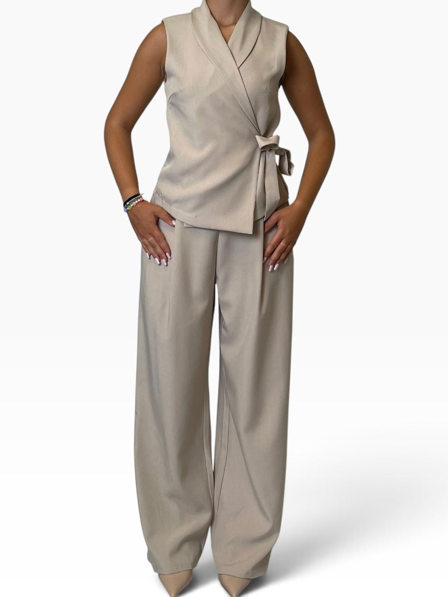 Completo gilet incrociato pantalone palazzo Donna  -  563141/21395KA