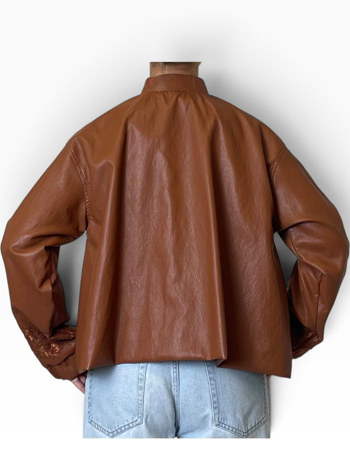 Bomber oversize effetto pelle pizzo Donna  -  5963CI
