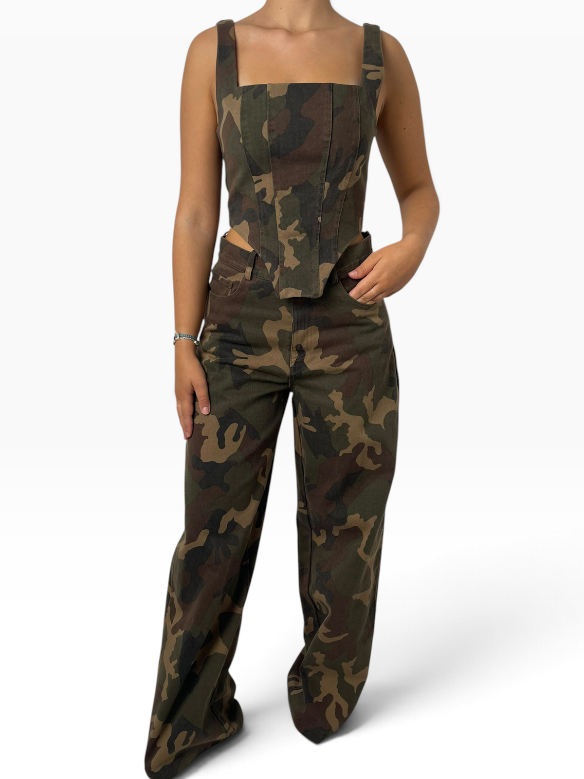 Pantaloni camouflage a gamba ampia Donna  -  6274LU