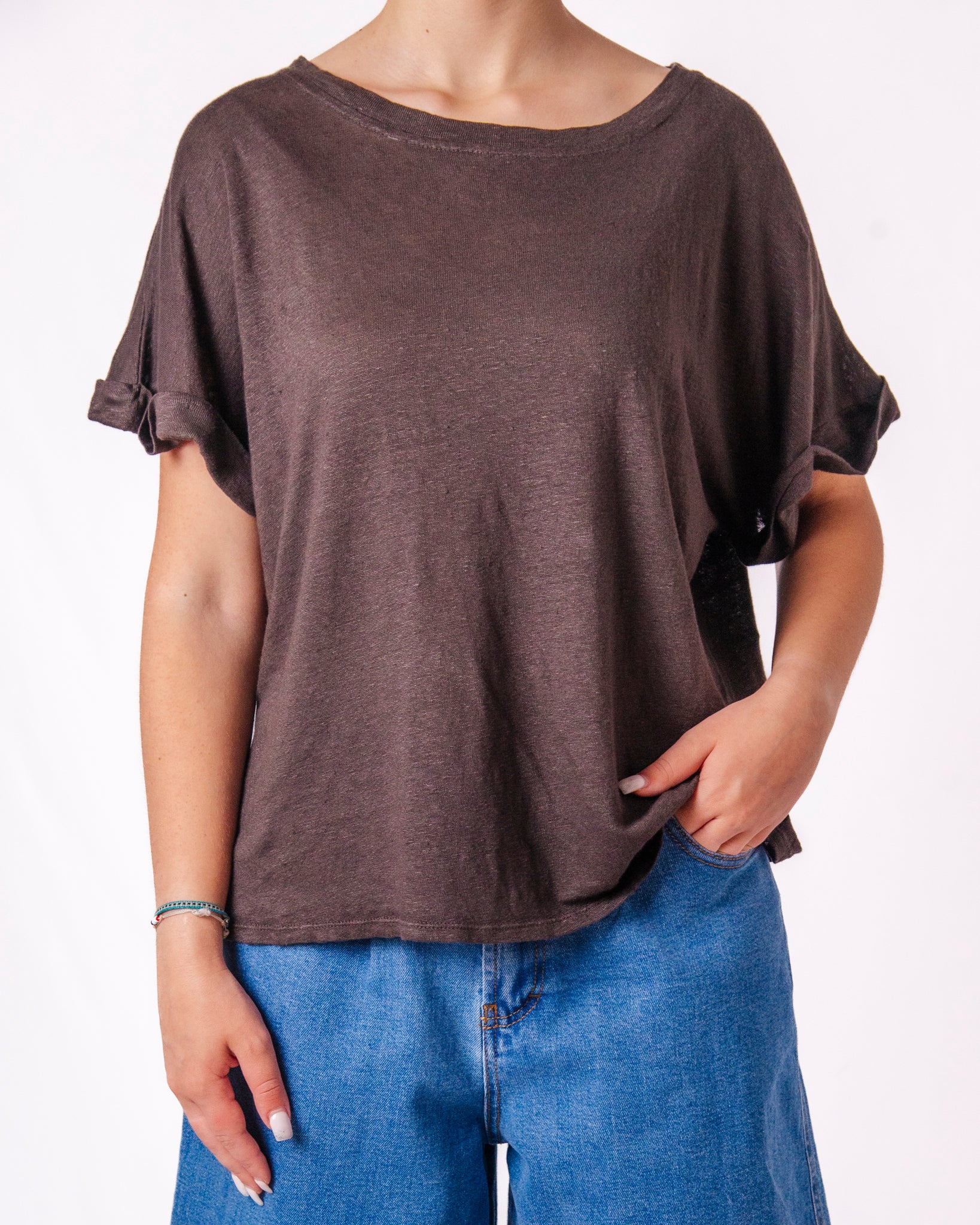 T-Shirt Oversize Manica Rimboccata Donna  -  R51709
