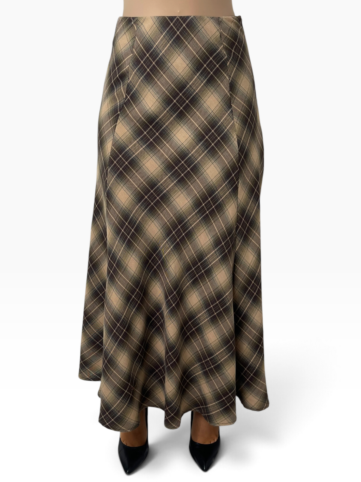 Gonna lunga fluida a quadri Donna  -  SK1077B48