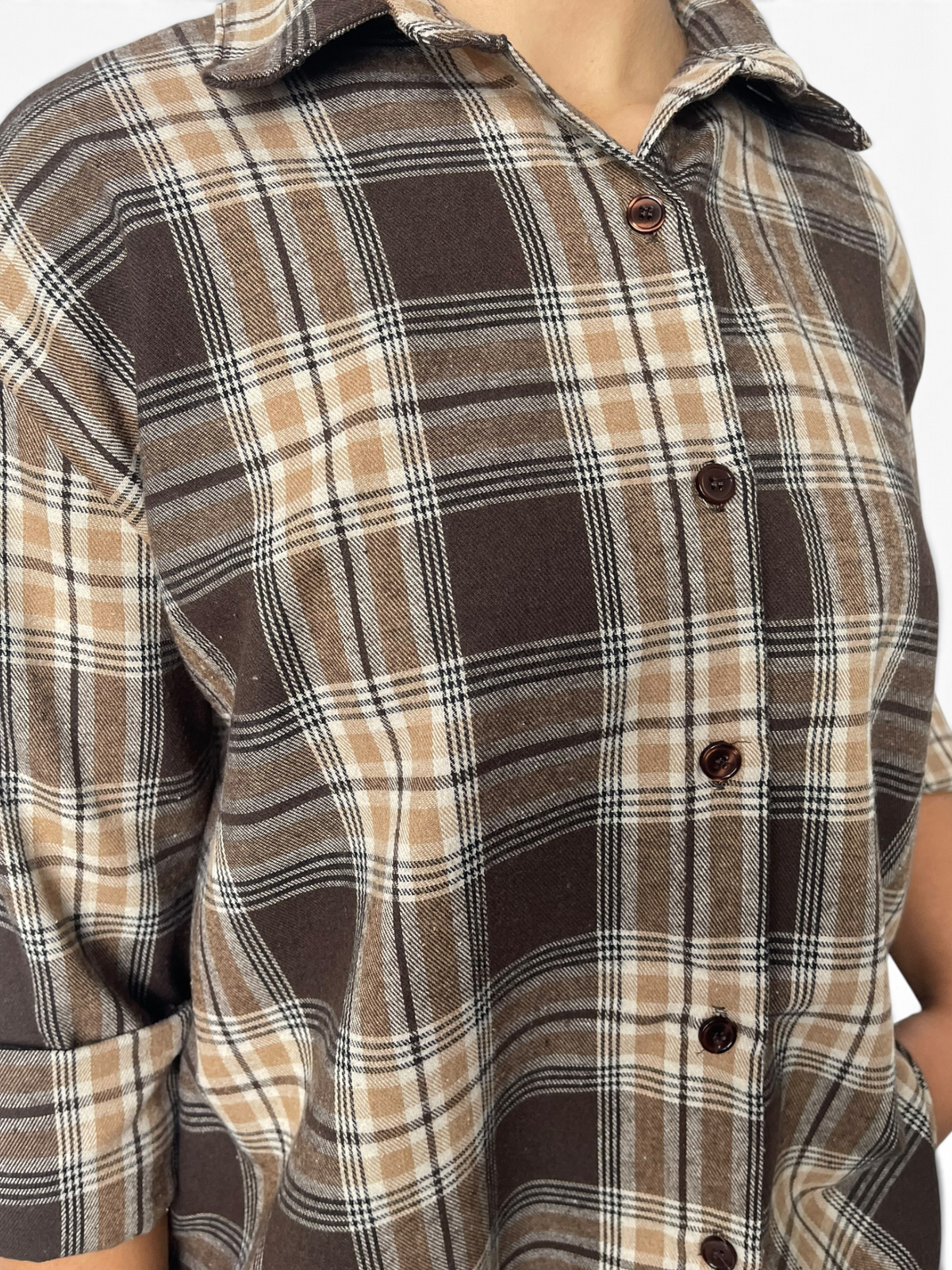 Camicia scozzese oversize effetto flanella Donna  -  25371V