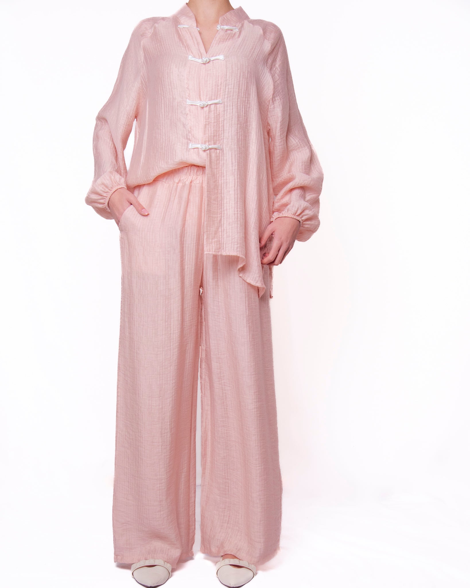 Camicia oversize stile orientale chiusura a nodo Donna  -  7001V