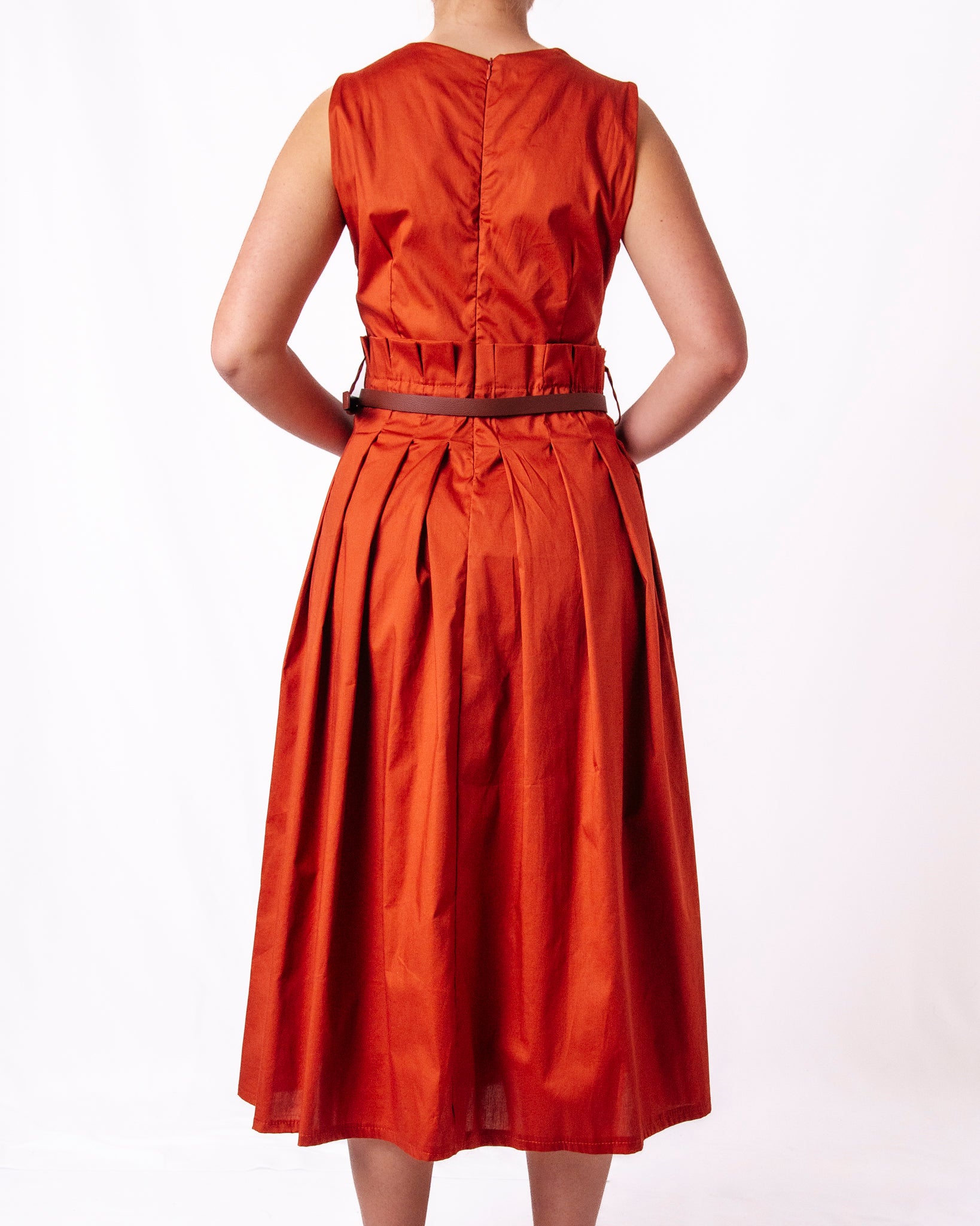 Abito midi senza maniche girocollo gonna a pieghe Donna  -  88057UP