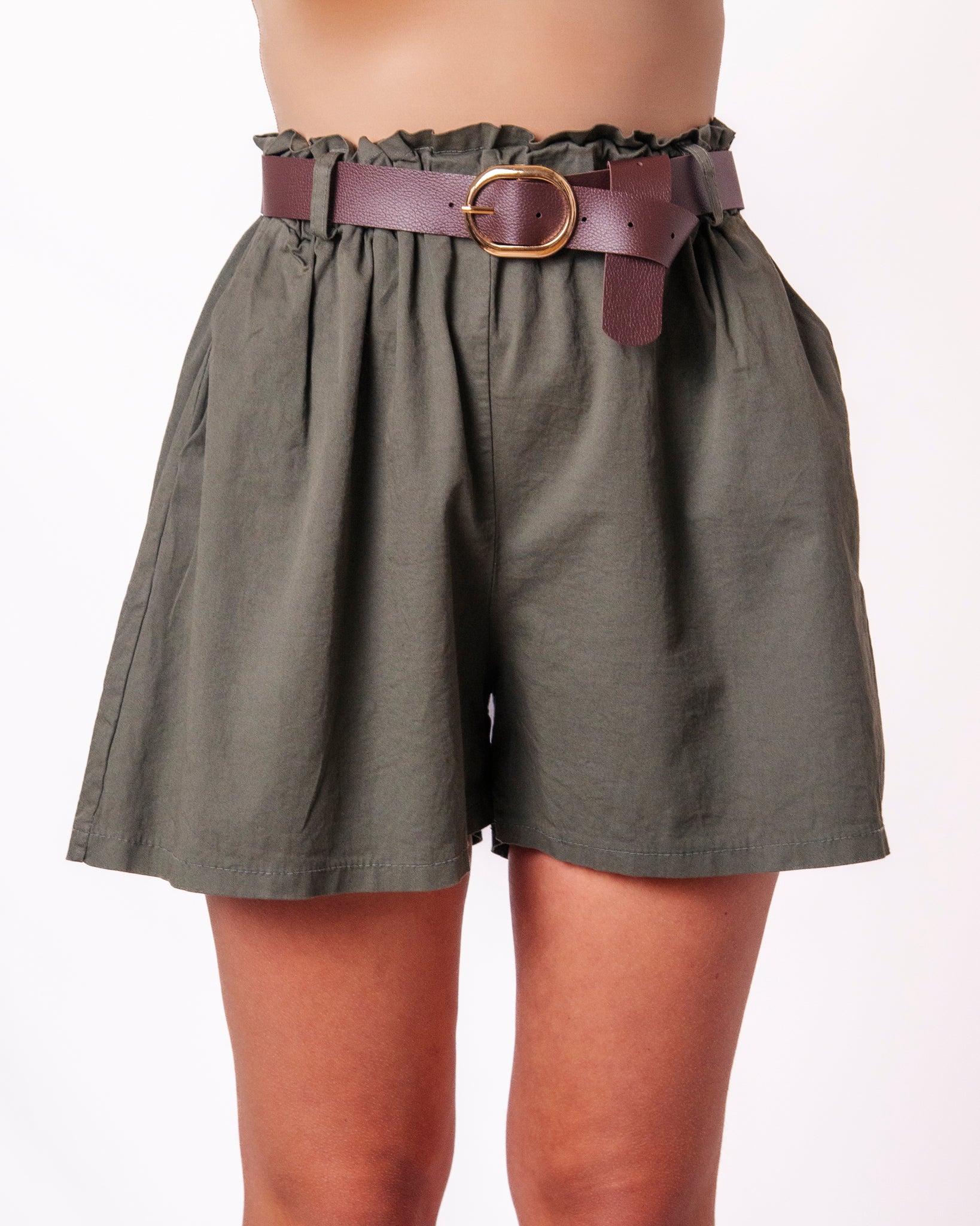 Shorts a Vita Alta Paperbag in Lino Donna  -  33175X