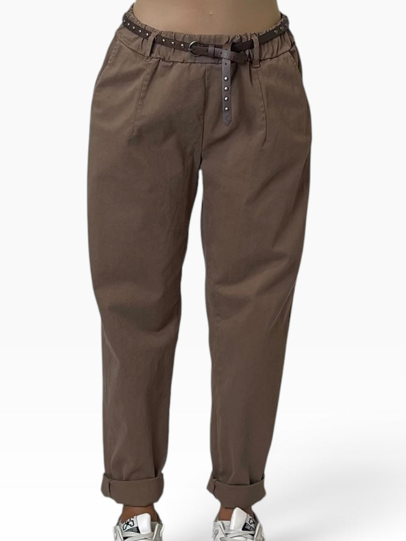 Pantalone chino vita elastica risvolto Donna  -  822236KA