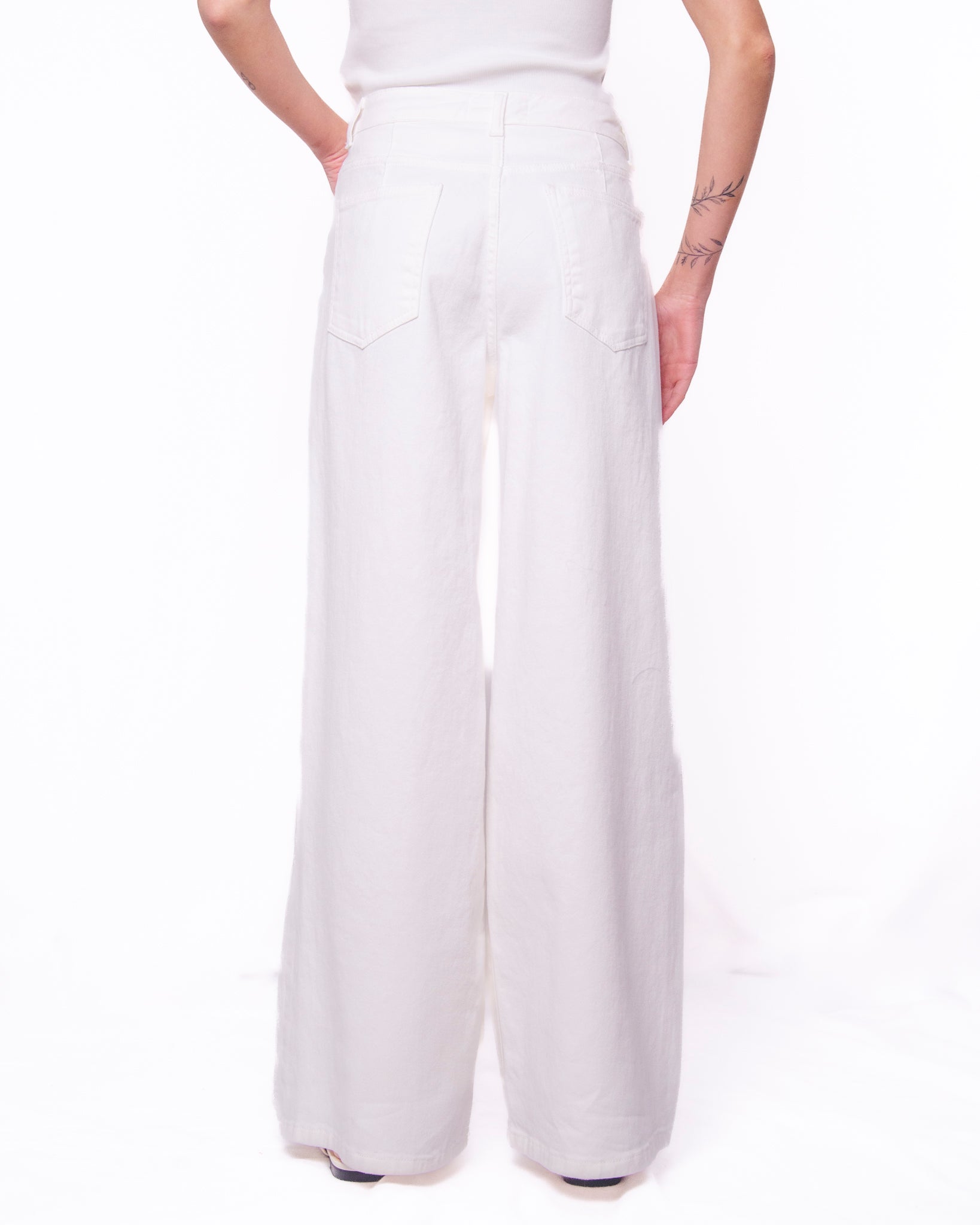 Jeans wide leg vita alta pince frontale Donna  -  BIK26KA