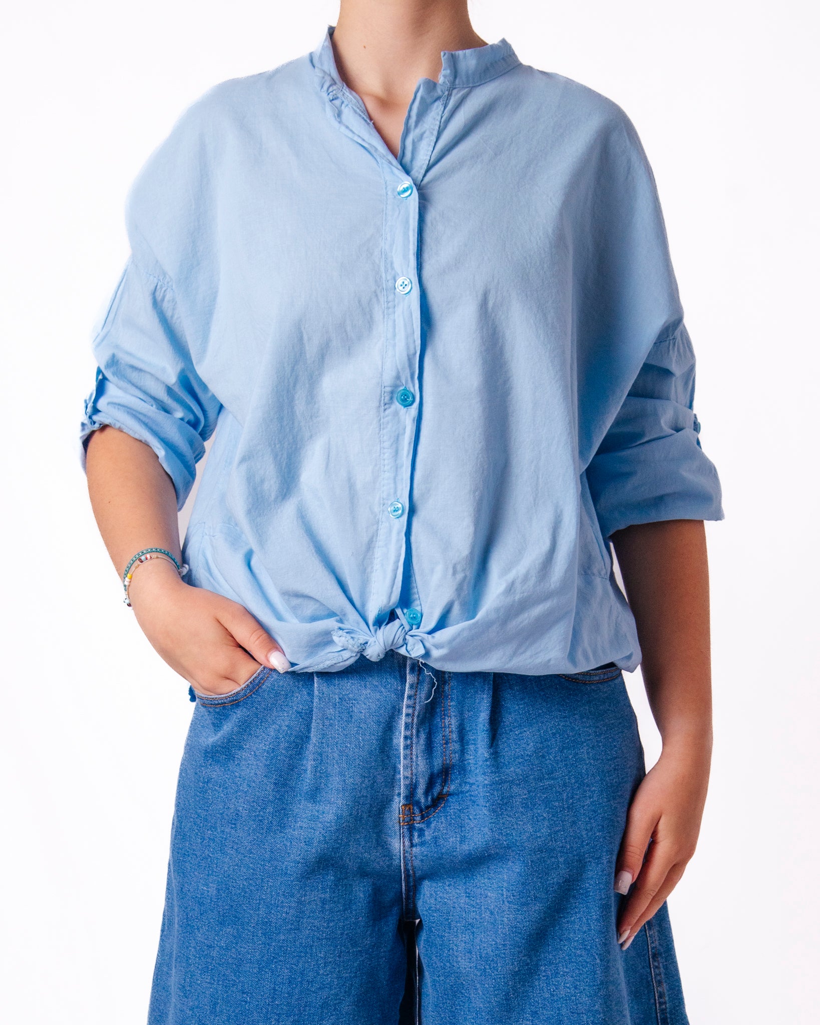 Blusa con Collo con Volant e Nodo in Vita Donna  -  1032UP